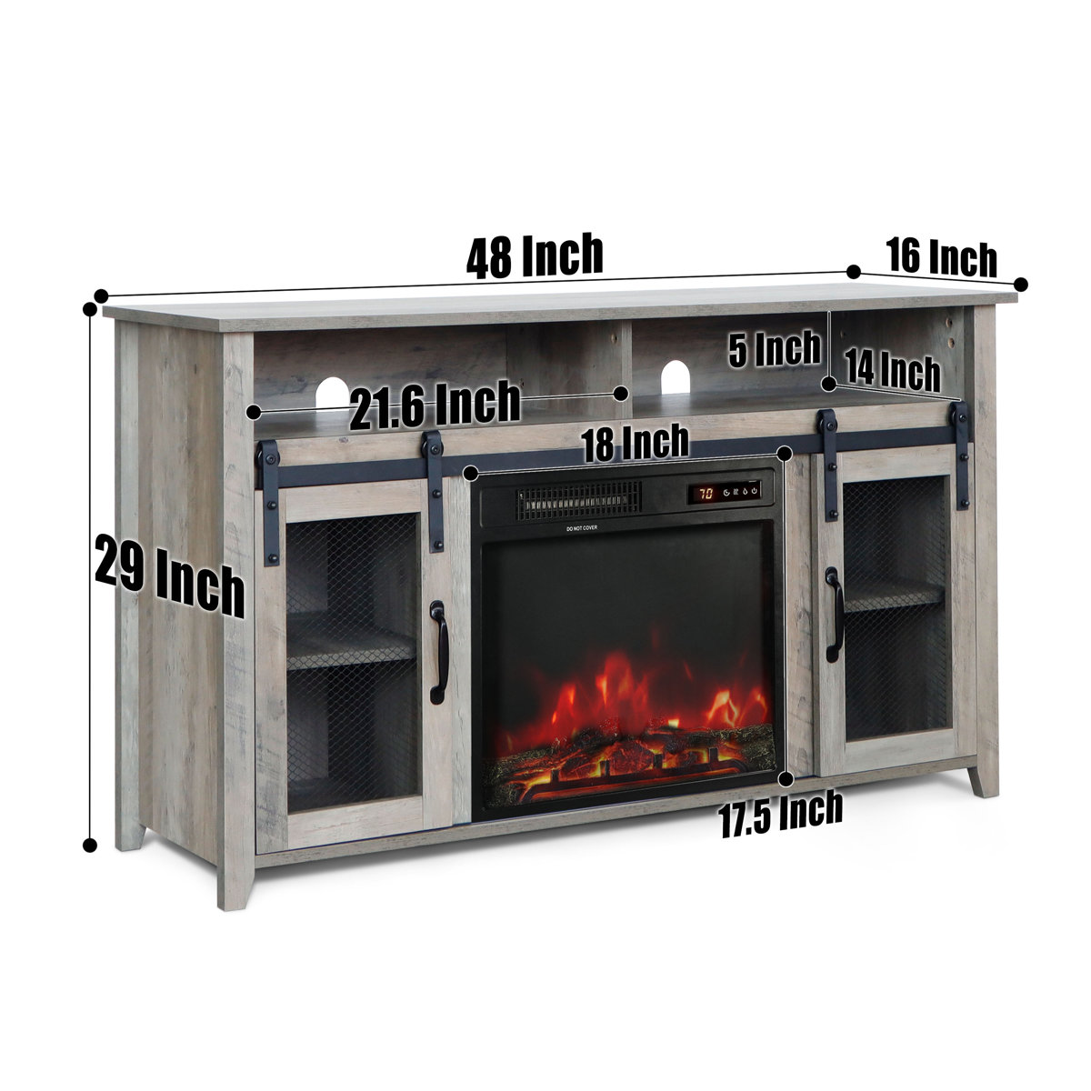 Gracie Oaks Seabeck TV Stand for TVs up to 55" with Fireplace Included